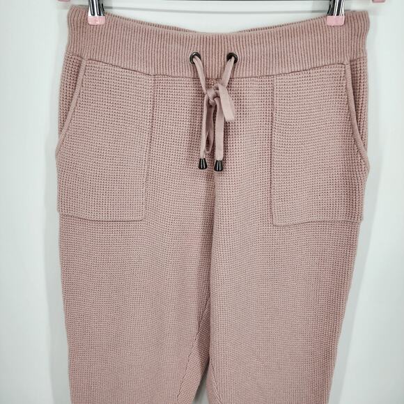 Ann Taylor Joggers M Waffle Knit Sweater Pull On Pants Lounge High Rise Pink NEW - Picture 7 of 12
